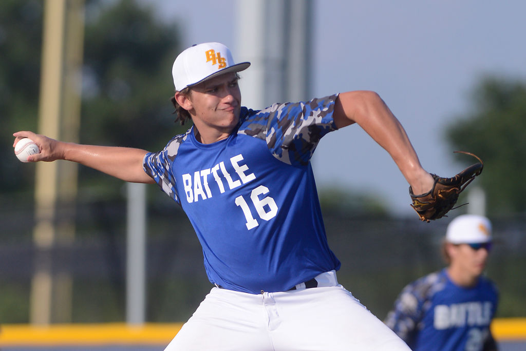 Nathan Browning from Battle High School throws a pitch